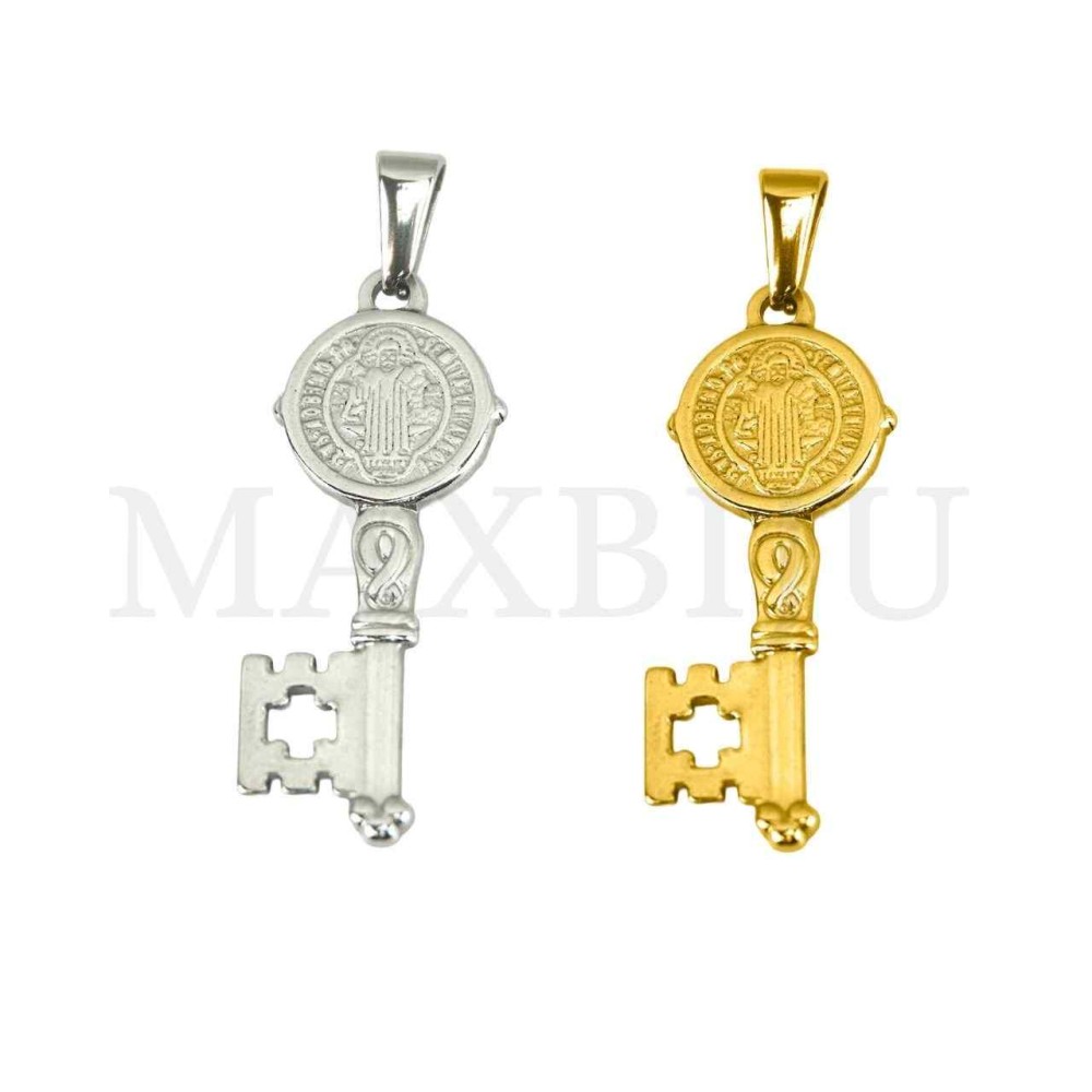 Stainless Steel Pendant - Key "Saint Benedict" 14x34mm