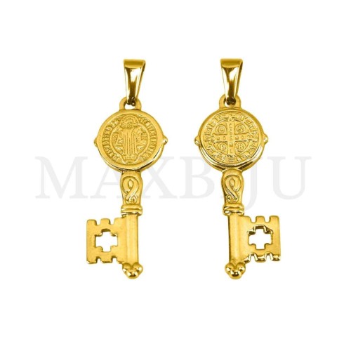 Stainless Steel Pendant - Key "Saint Benedict" 14x34mm