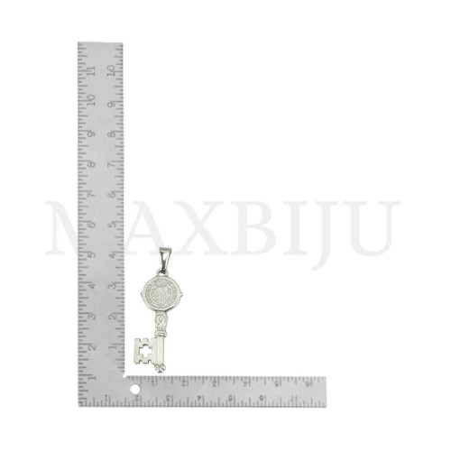 Stainless Steel Pendant - Key "Saint Benedict" 14x34mm