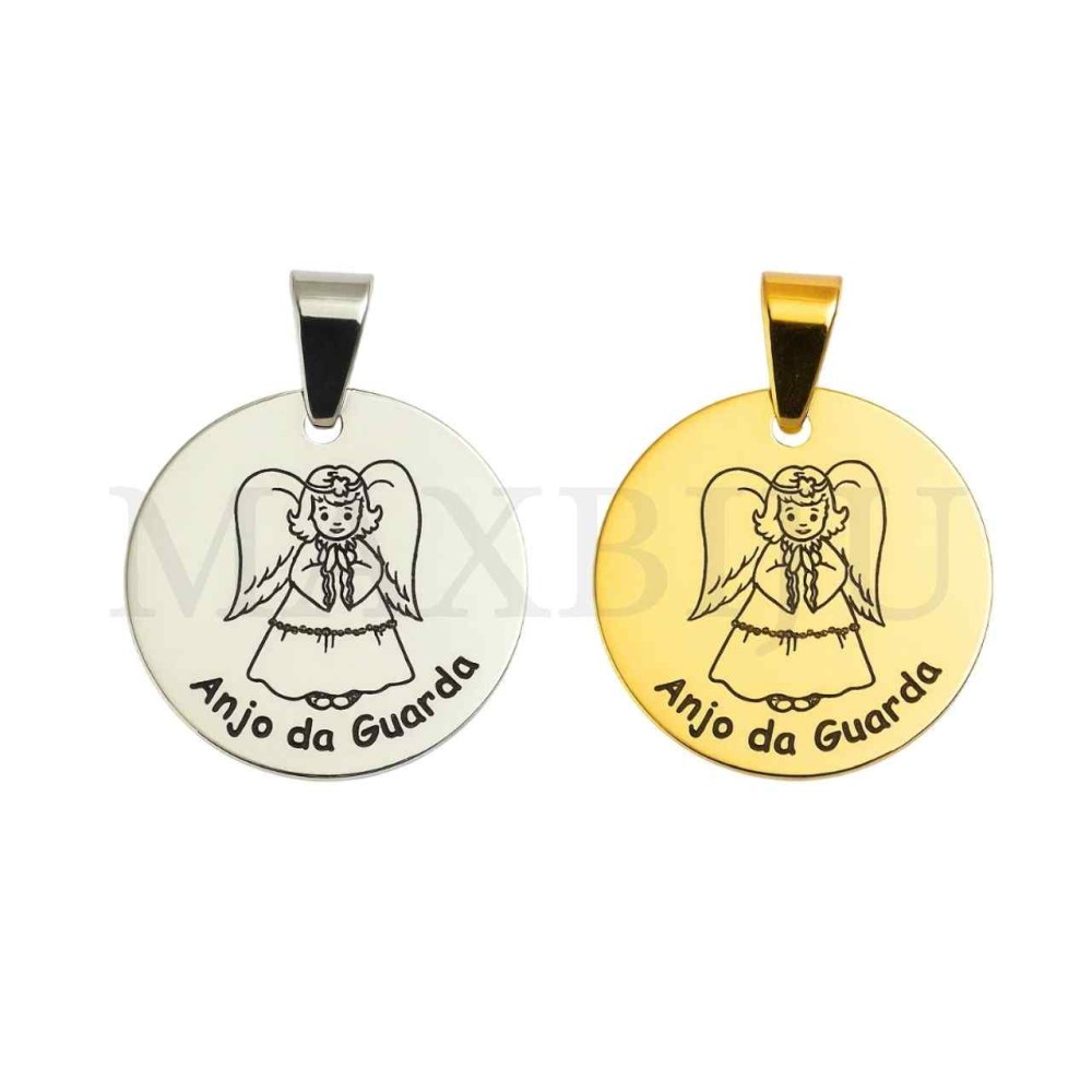 Stainless Steel Pendant  - "Anjo da Guarda" 20mm