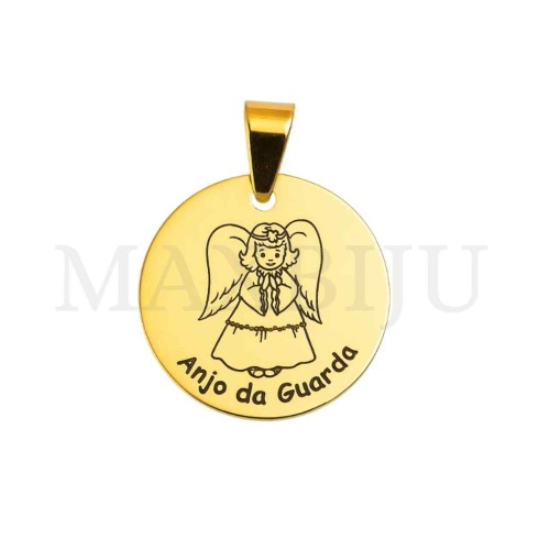 Stainless Steel Pendant  - "Anjo da Guarda" 20mm