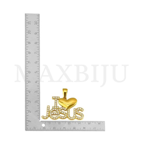 Stainless Steel Pendant - I love Jesus 44x27mm