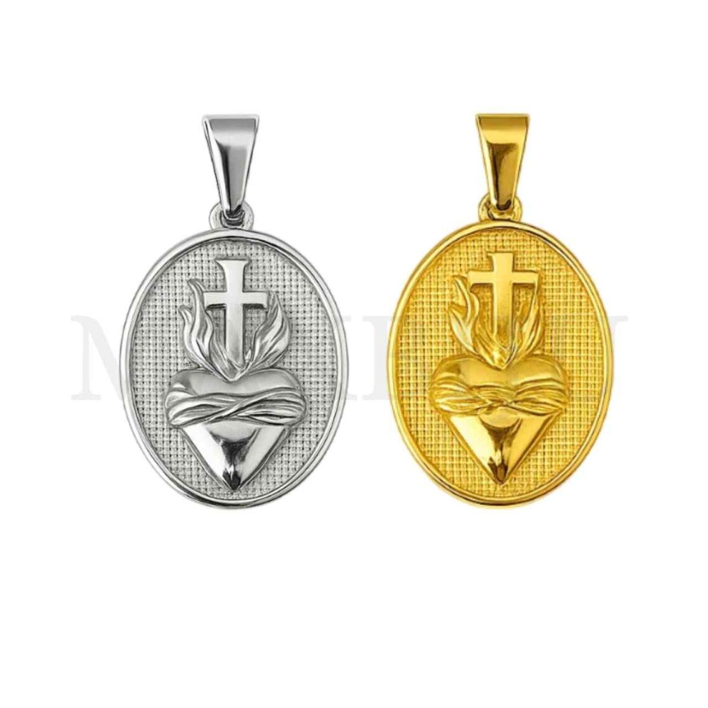 Stainless Steel Pendant - Sacred Heart of Jesus 27x36mm