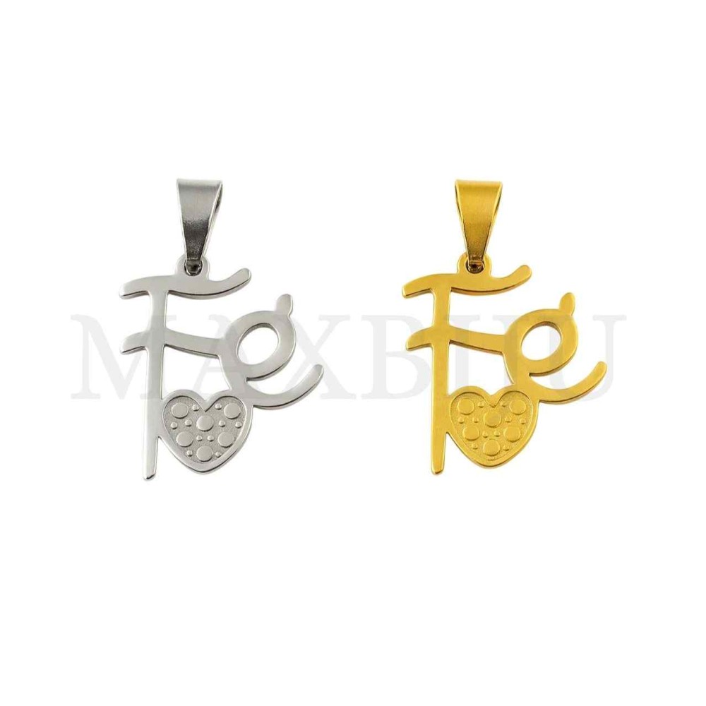 Stainless Steel Pendant - "Fé" 18x20mm