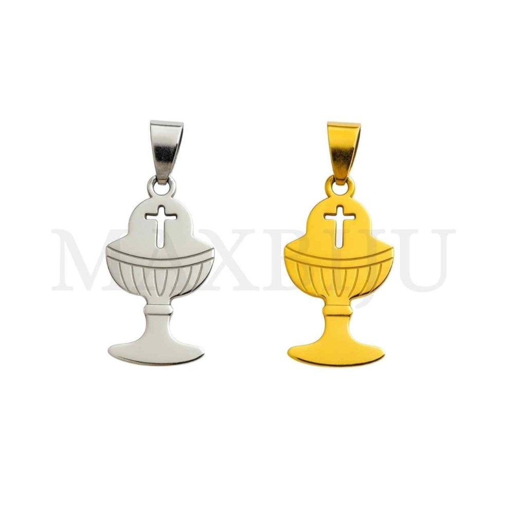 Stainless Steel Pendant - Chalice and Cross 17x31mm
