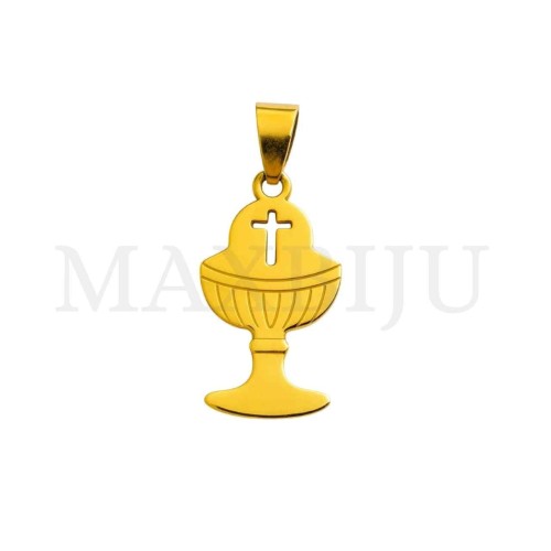 Stainless Steel Pendant - Chalice and Cross 17x31mm
