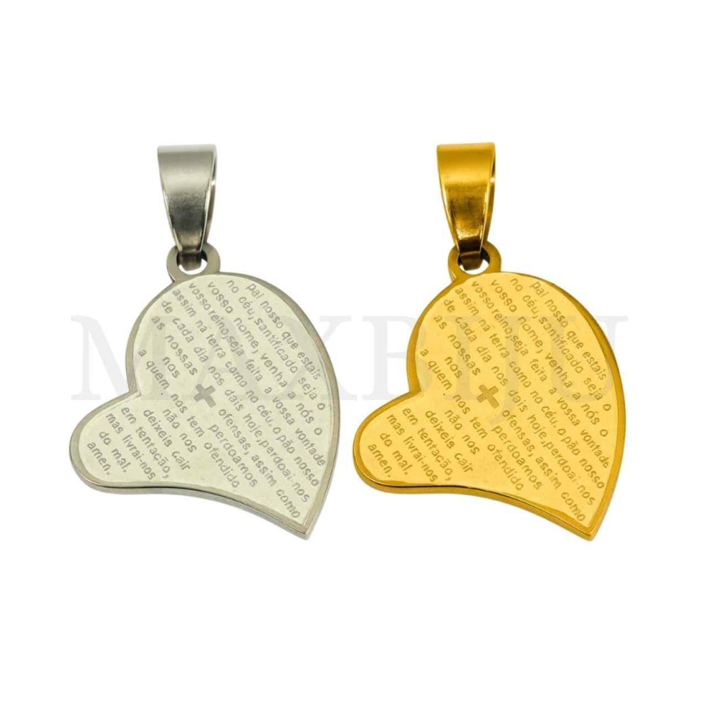 Stainless Steel Pendant - Heart With The Lord's Prayer 23x28mm 