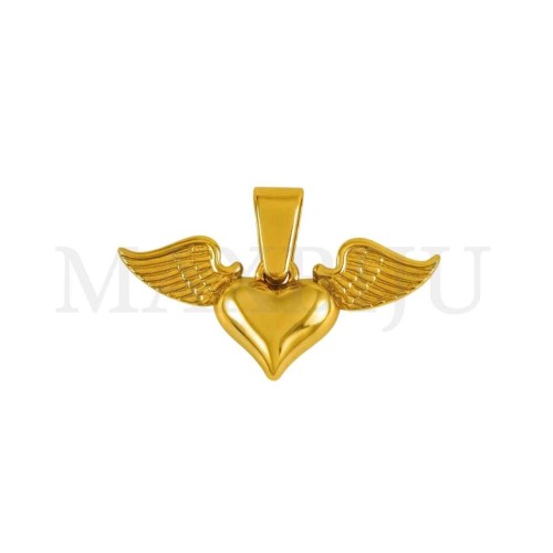 Stainless Steel Pendant - Heart with Wings 29x14mm