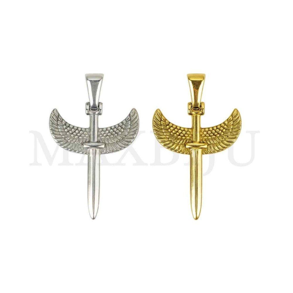 Stainless Steel Pendant - Sword with Wings 22x29mm