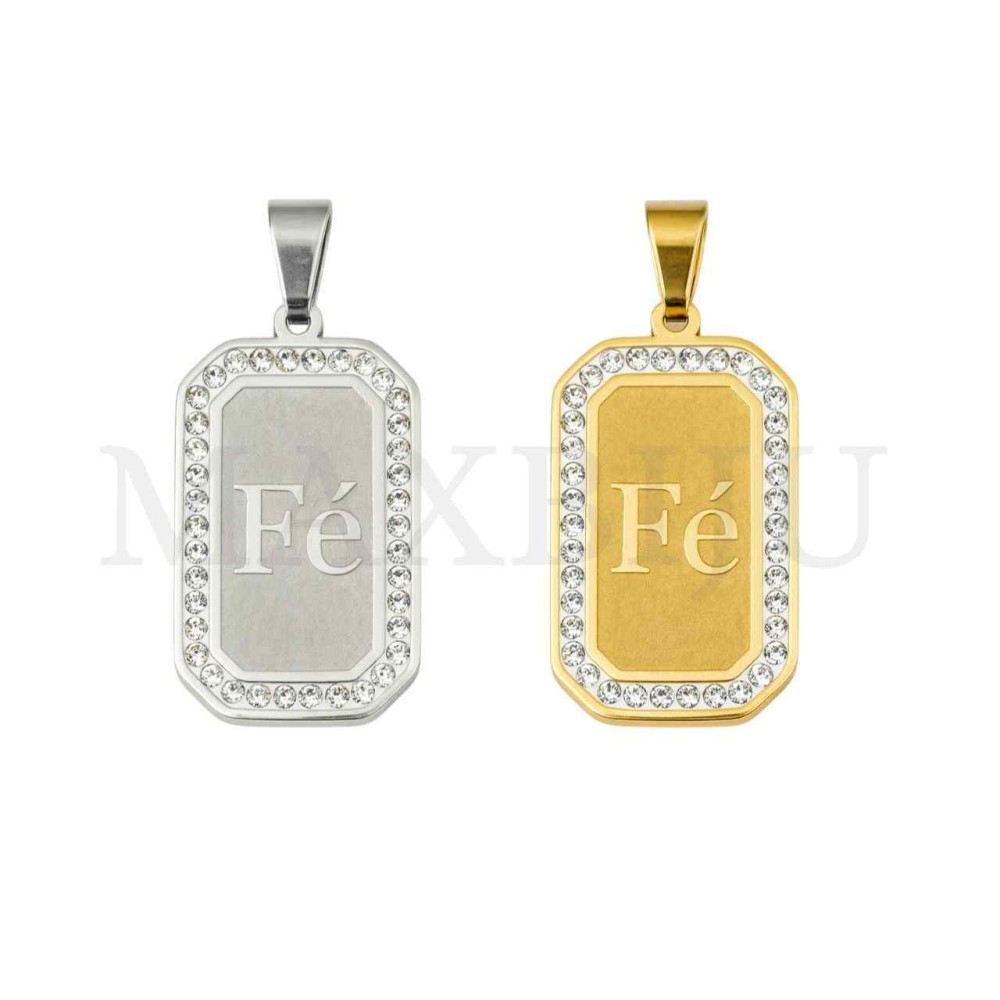 Stainless Steel Pendant - "Fé" 14x27mm