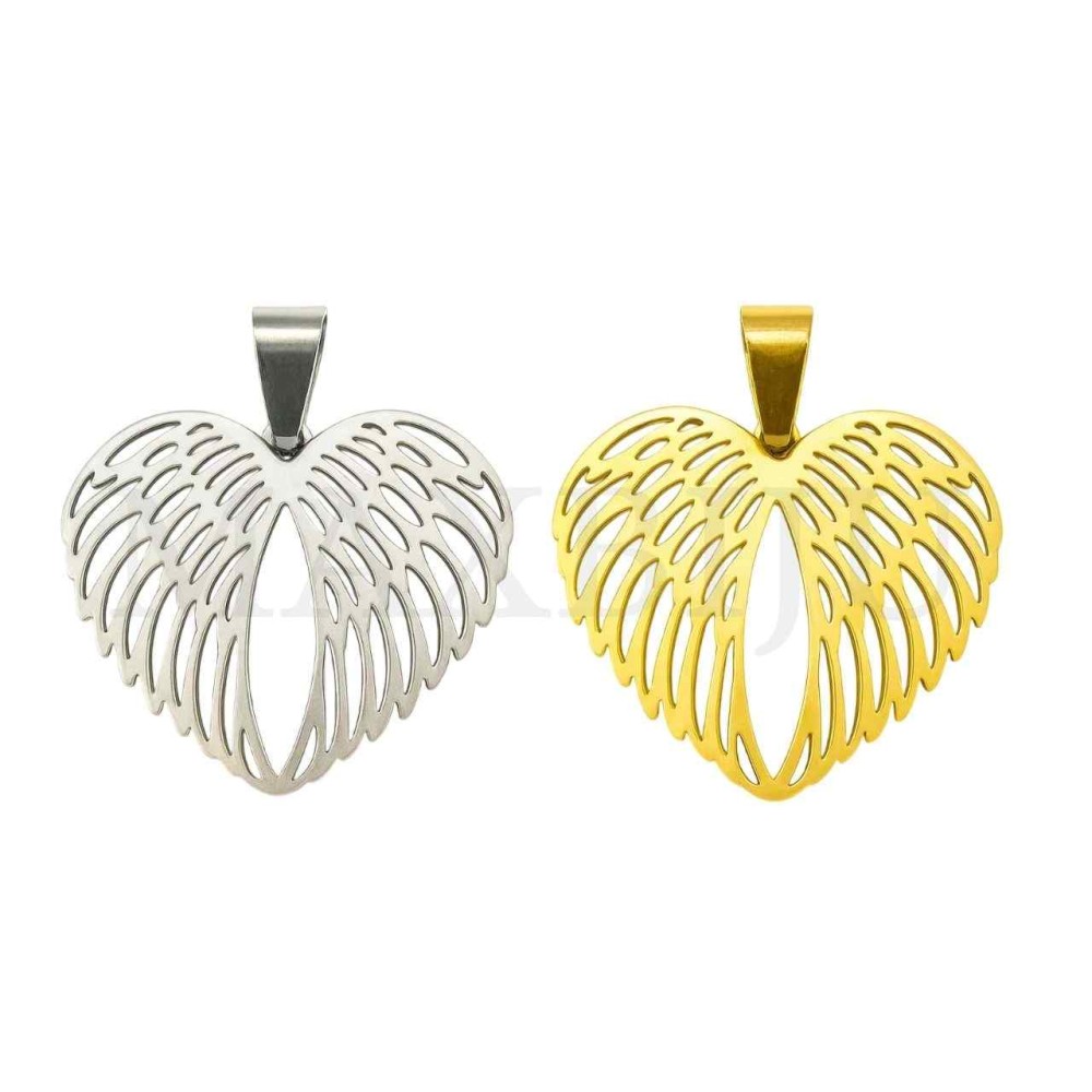 Stainless Steel Pendant - Angels Wings 30x23mm