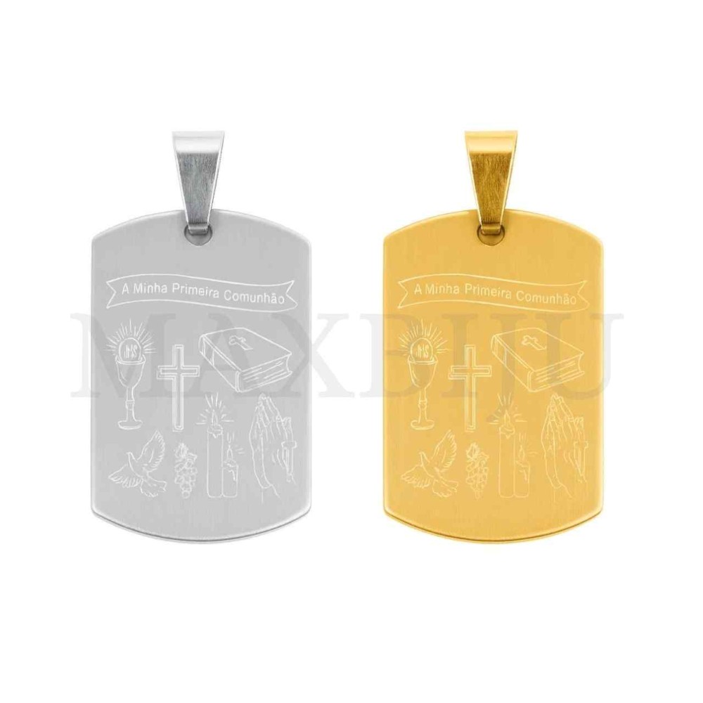 Stainless Steel Pendant - A Minha Primeira Comunhão 21x35mm
