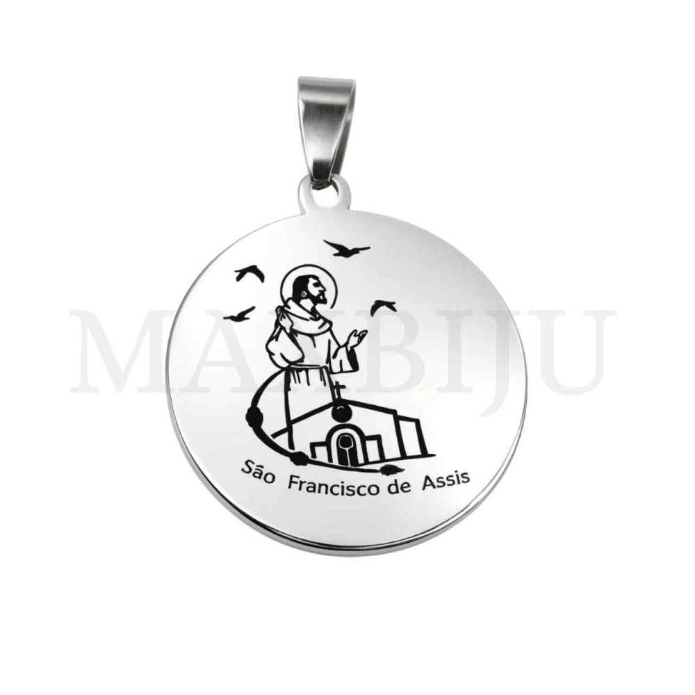 Stainless Steel Pendant - São Francisco de Assis 30mm