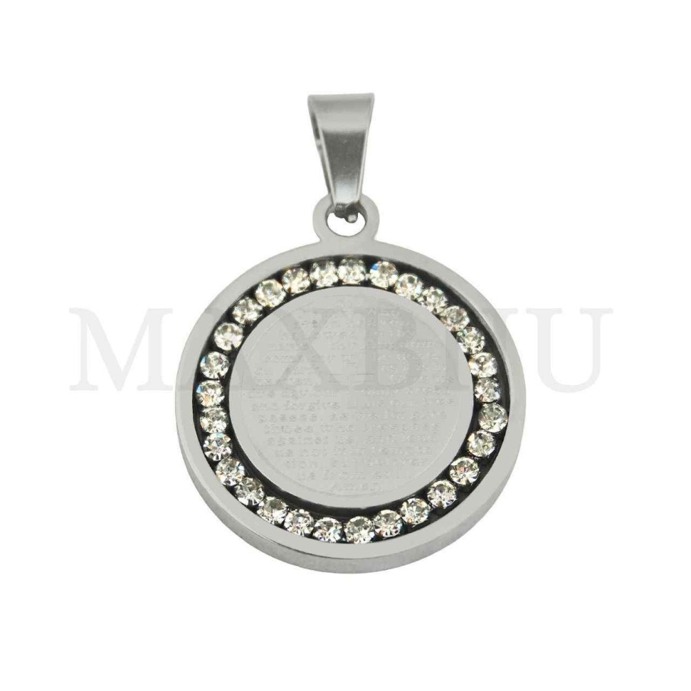Stainless Steel Pendant - "Pai Nosso" Prayer 25mm