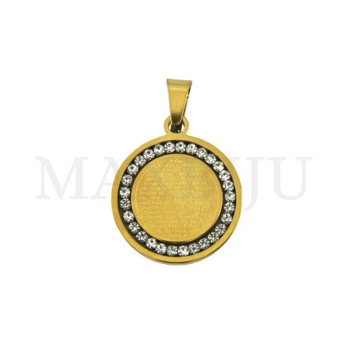 Stainless Steel Pendant - "Pai Nosso" Prayer 25mm