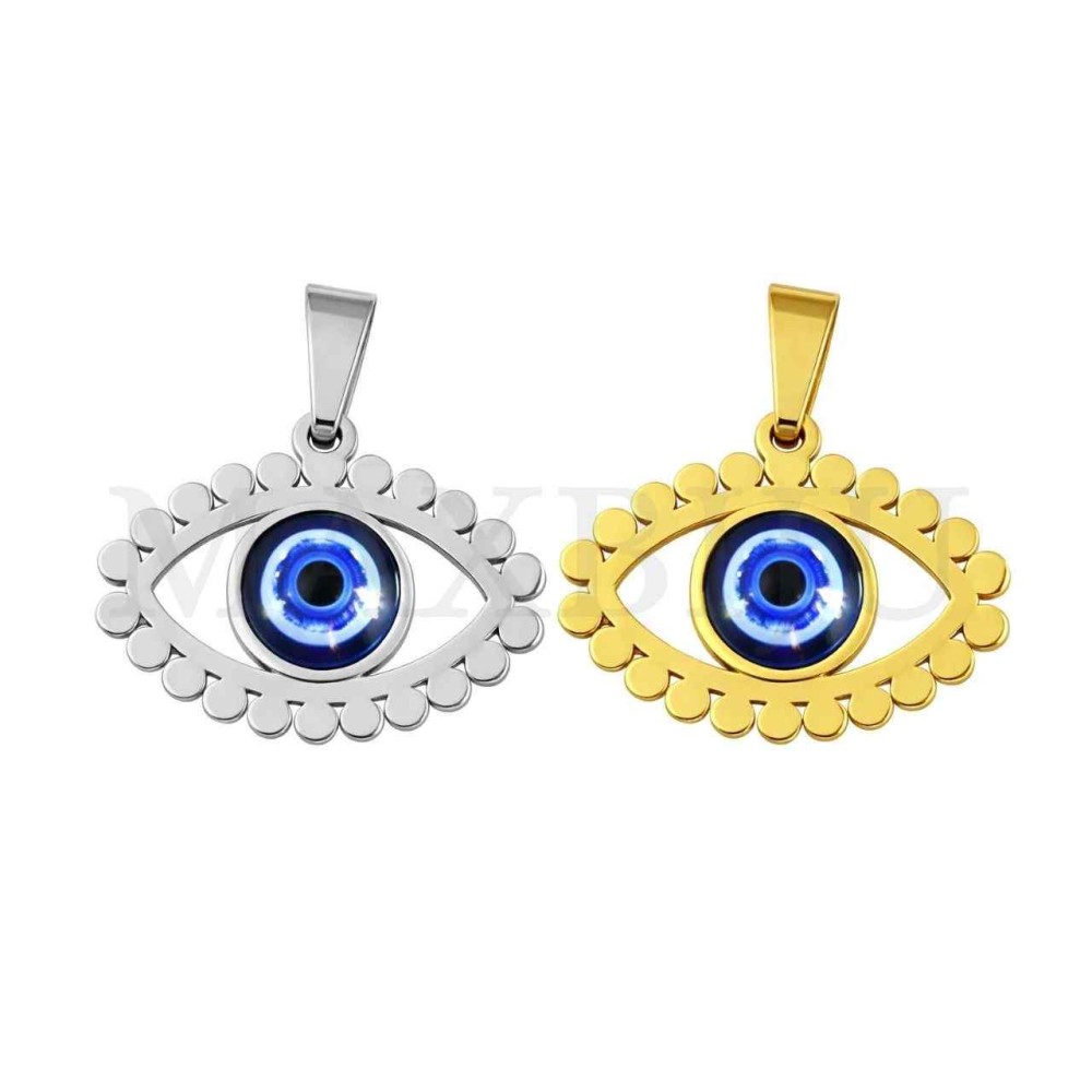 Stainless Steel Pendant - Greek Eye 22x17mm