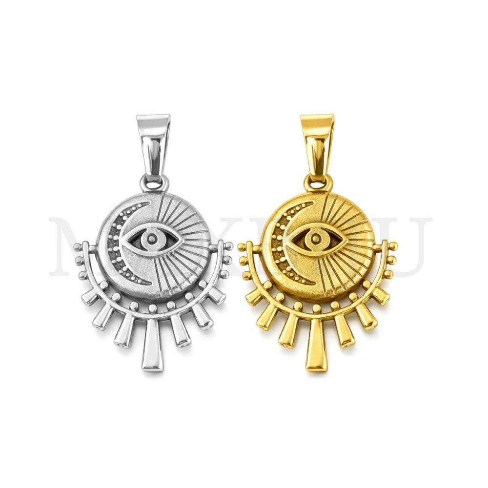 Stainless Steel Pendant - Greek Eye 20x25mm