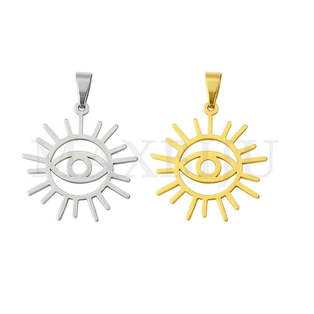 Stainless Steel Pendant - Greek Eye 25x27mm