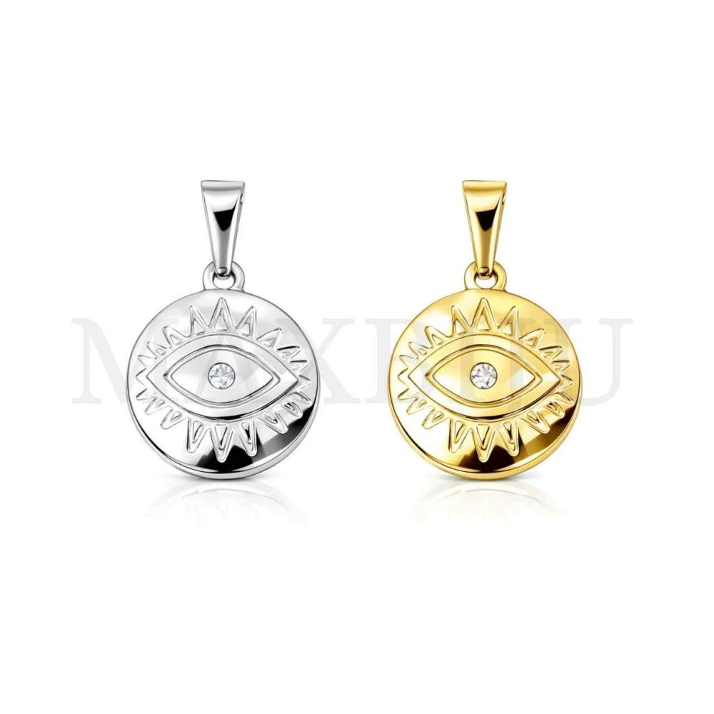 Stainless Steel Pendant - Greek Eye 17mm