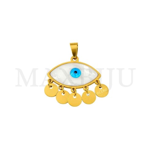Stainless Steel Pendant - Greek Eye 23x16mm