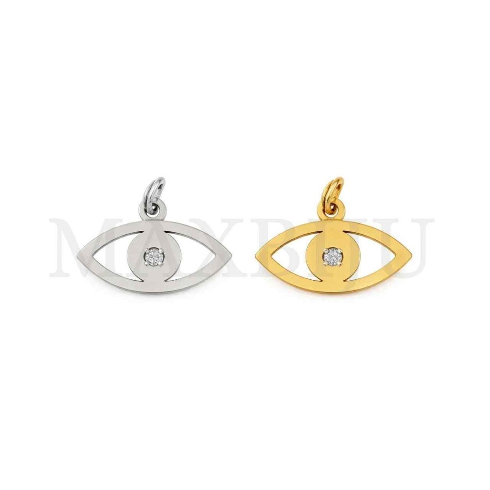 Stainless Steel Pendant - Greek Eye 15x10mm