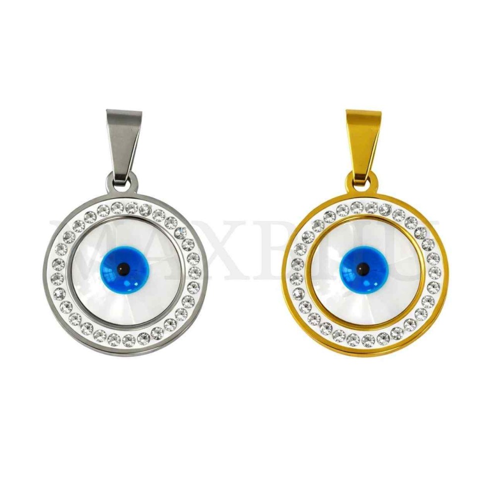 Stainless Steel Pendant - Greek Eye 16mm