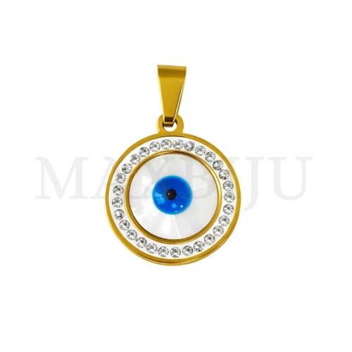 Stainless Steel Pendant - Greek Eye 16mm