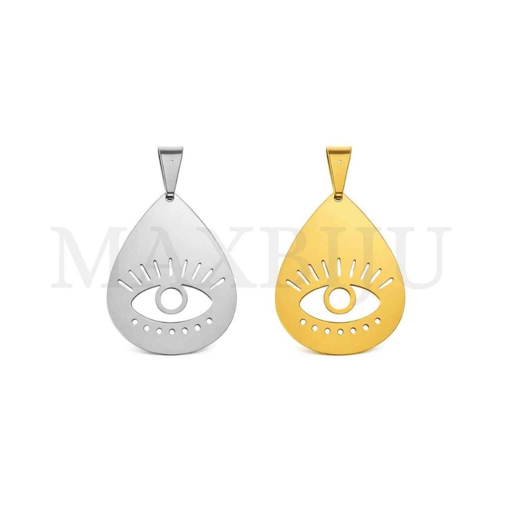Stainless Steel Pendant - Greek Eye 19x25mm