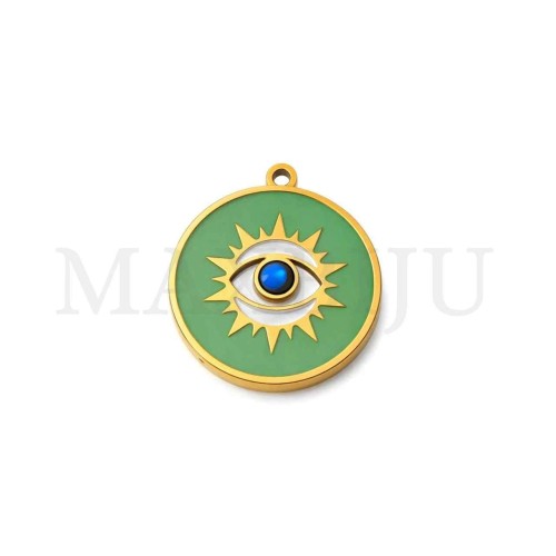 Stainless Steel Pendant - Greek Eye 18x15mm