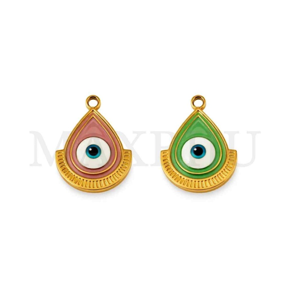 Stainless Steel Pendant - Greek Eye 13x17mm