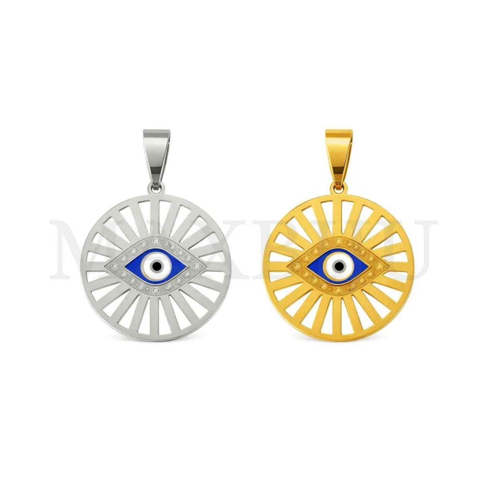 Stainless Steel Pendant - Greek Eye 25mm