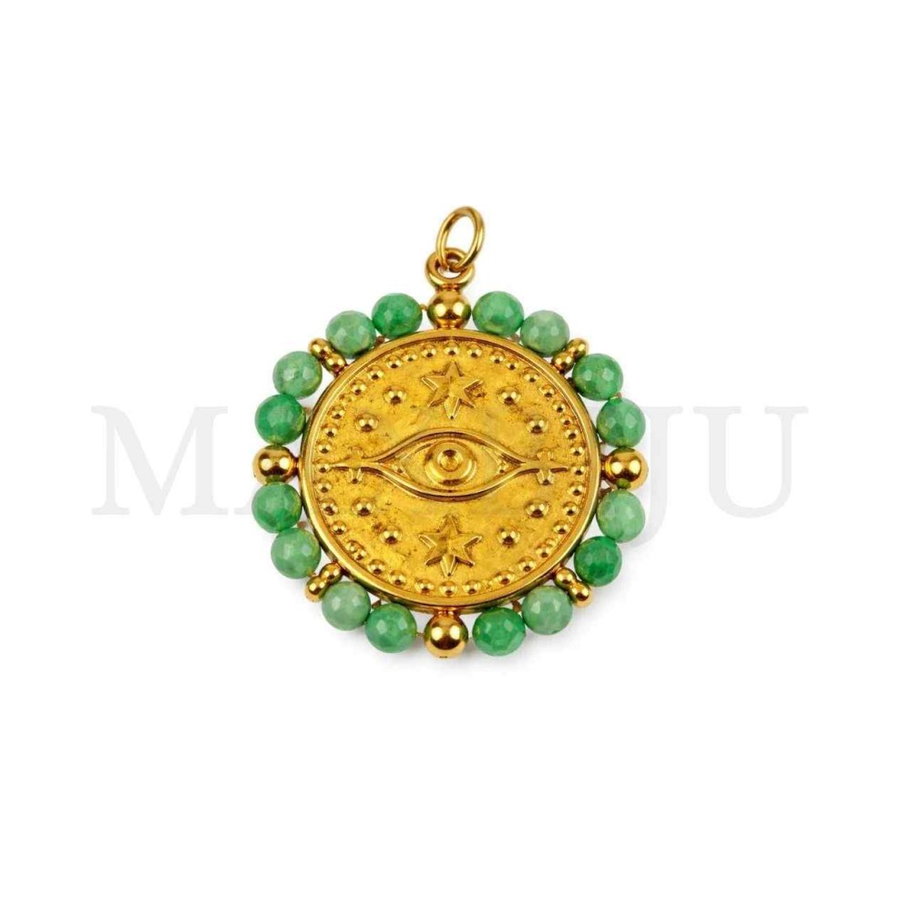Stainless Steel Pendant - Greek Eye 29mm