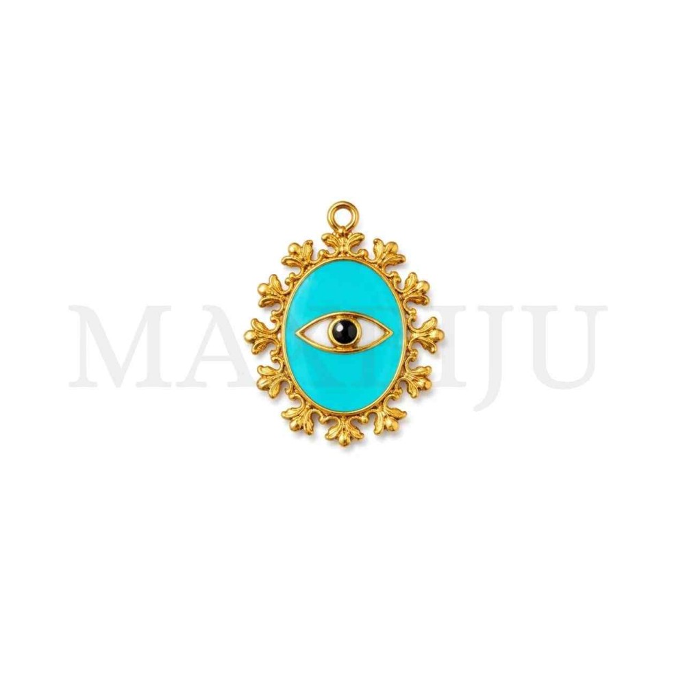 Stainless Steel Pendant - Greek Eye 12x24mm