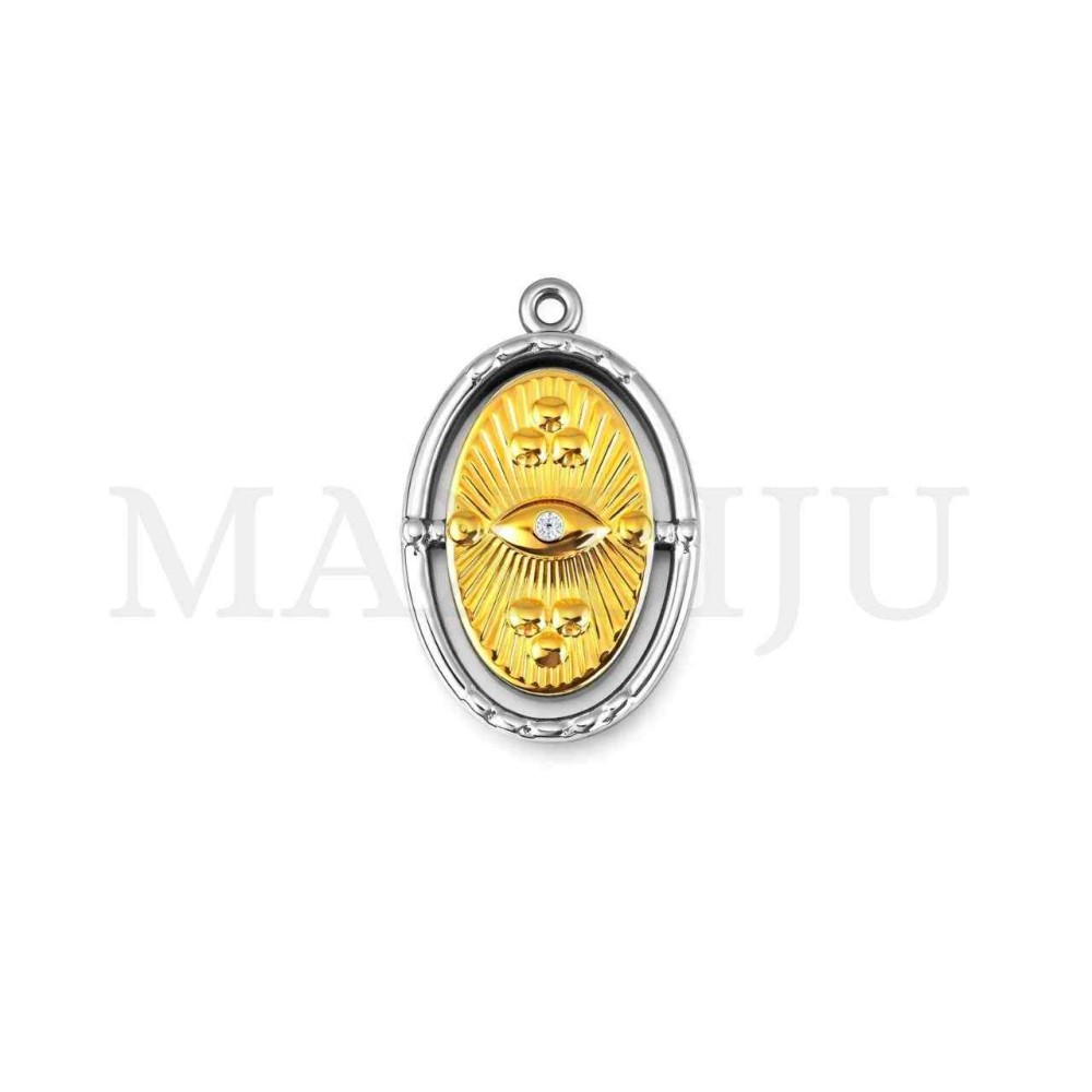 Stainless Steel Pendant - Greek Eye 18x28mm