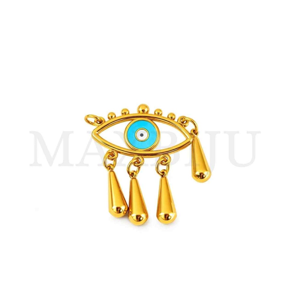 Stainless Steel Pendant - Greek Eye 28x18mm