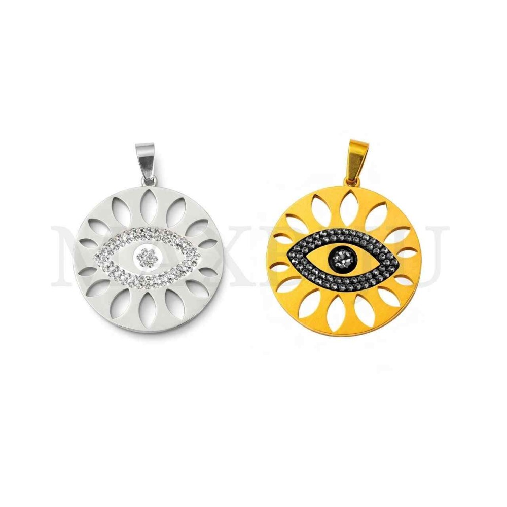 Stainless Steel Pendant - Greek Eye 36mm