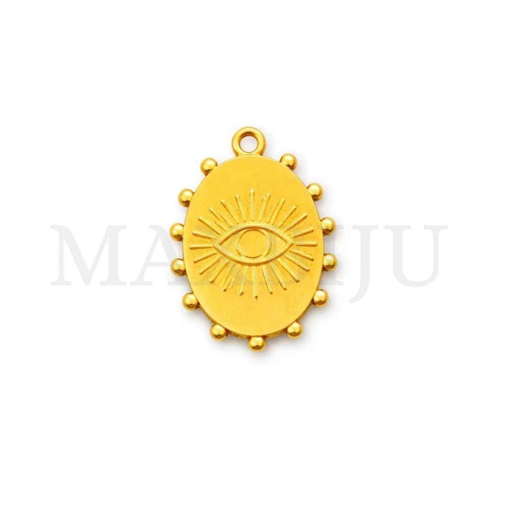 Stainless Steel Pendant - Greek Eye 13x18mm