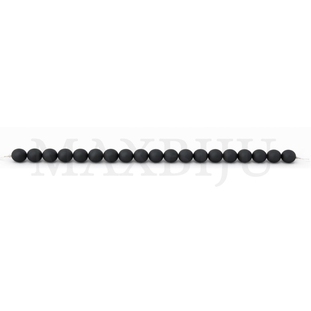 Matt Black Stone Strands - Imitation 10mm.