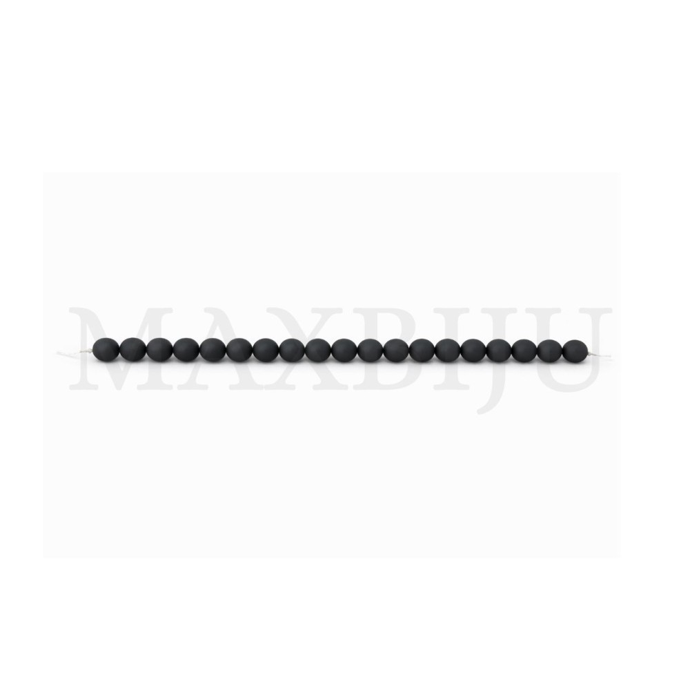 Matt Black Stone Strands - Imitation 8mm.