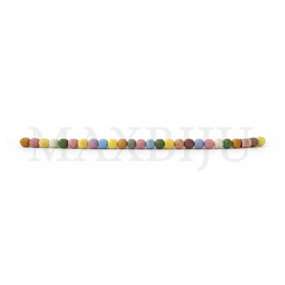 Multicoloured Volcanic Stone Strands 10mm.