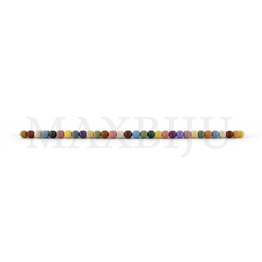 Multicoloured Volcanic Stone Strands 4mm.
