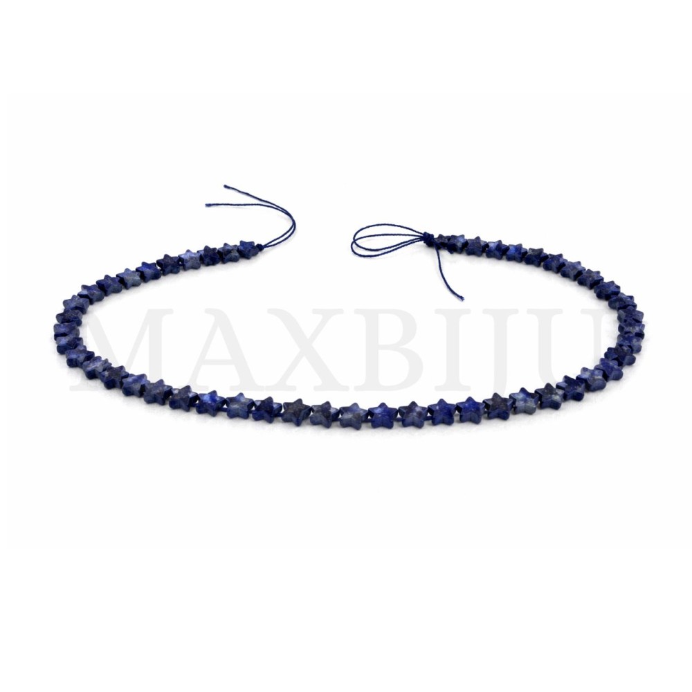 Strings of 6x6mm Star-Shaped Lapis Lazuli beads.