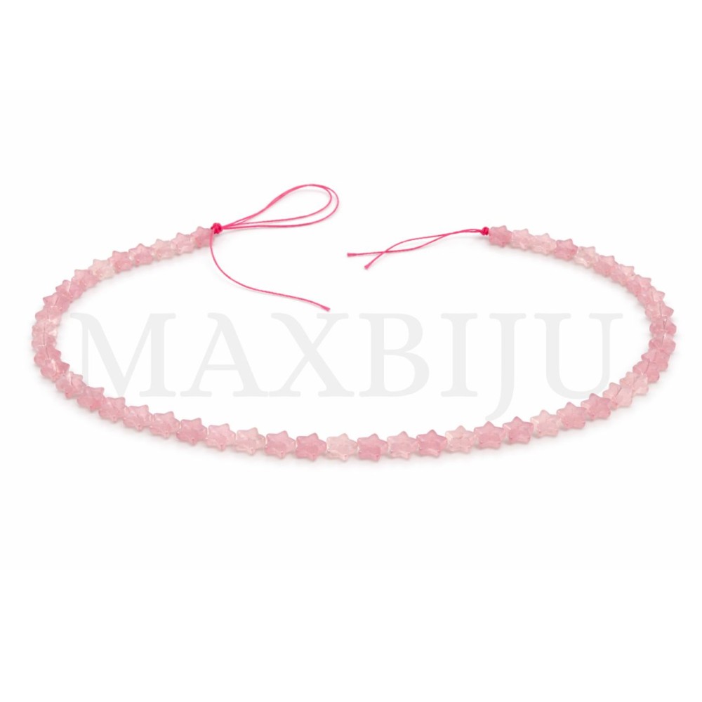 Strings of Rose Quartz – Star 6x6mm.