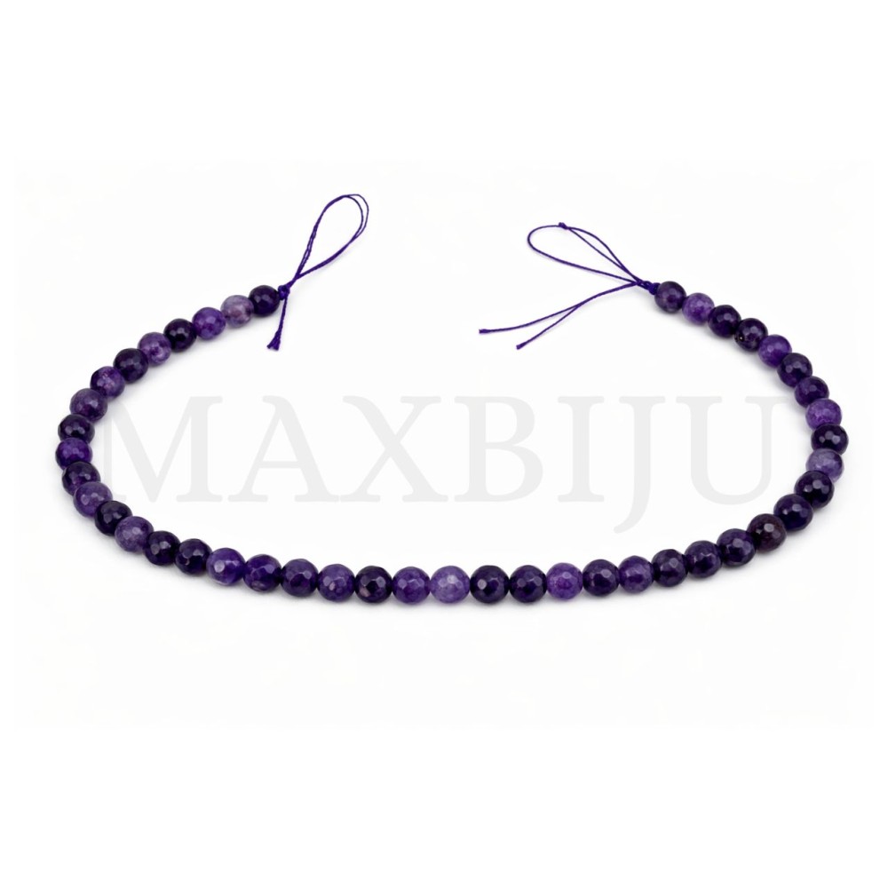 Strings of 8mm faceted amethyst.