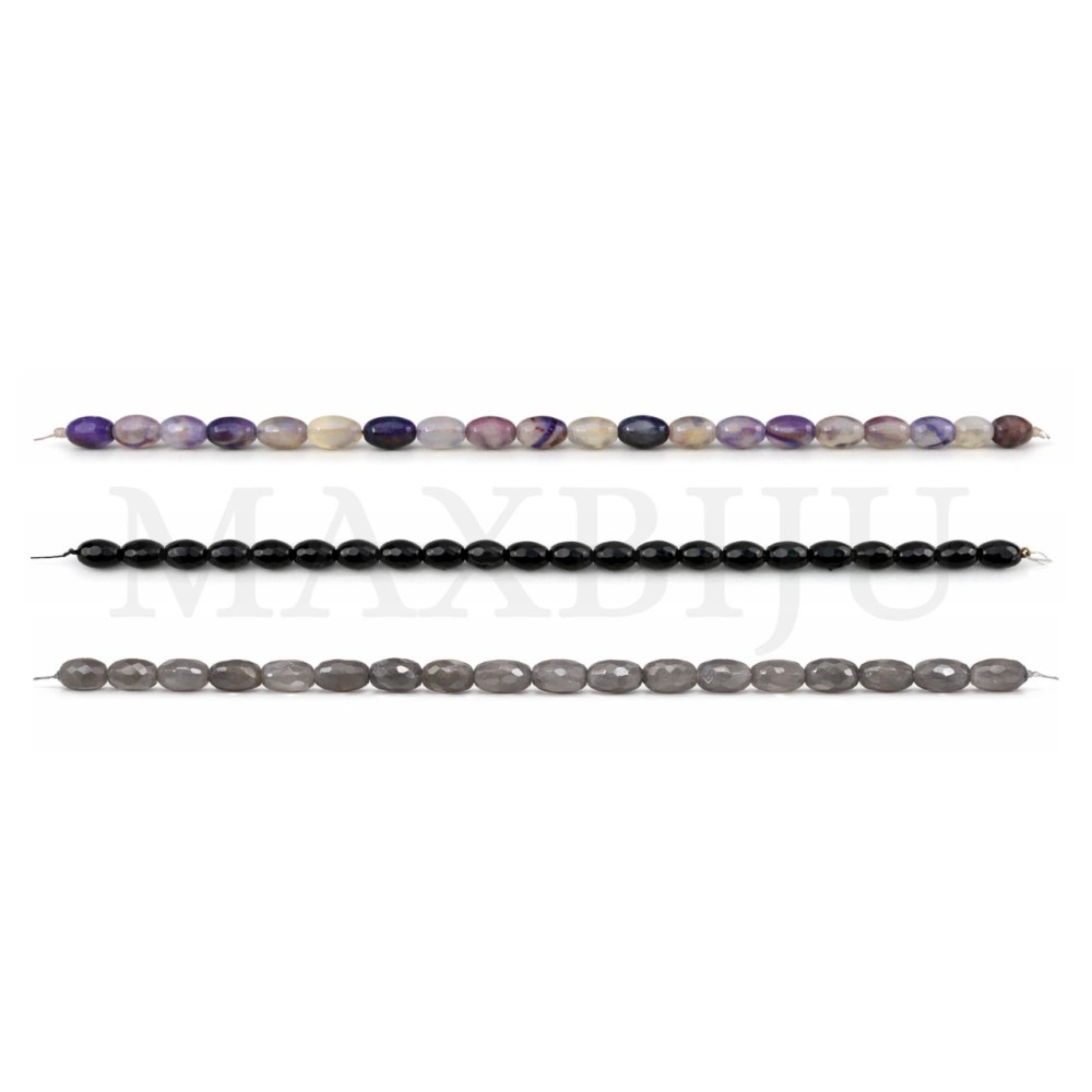 Strings of faceted agate, 8x12mm.