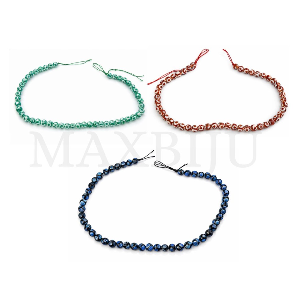 Strings of 8mm faceted Tibetan agate.