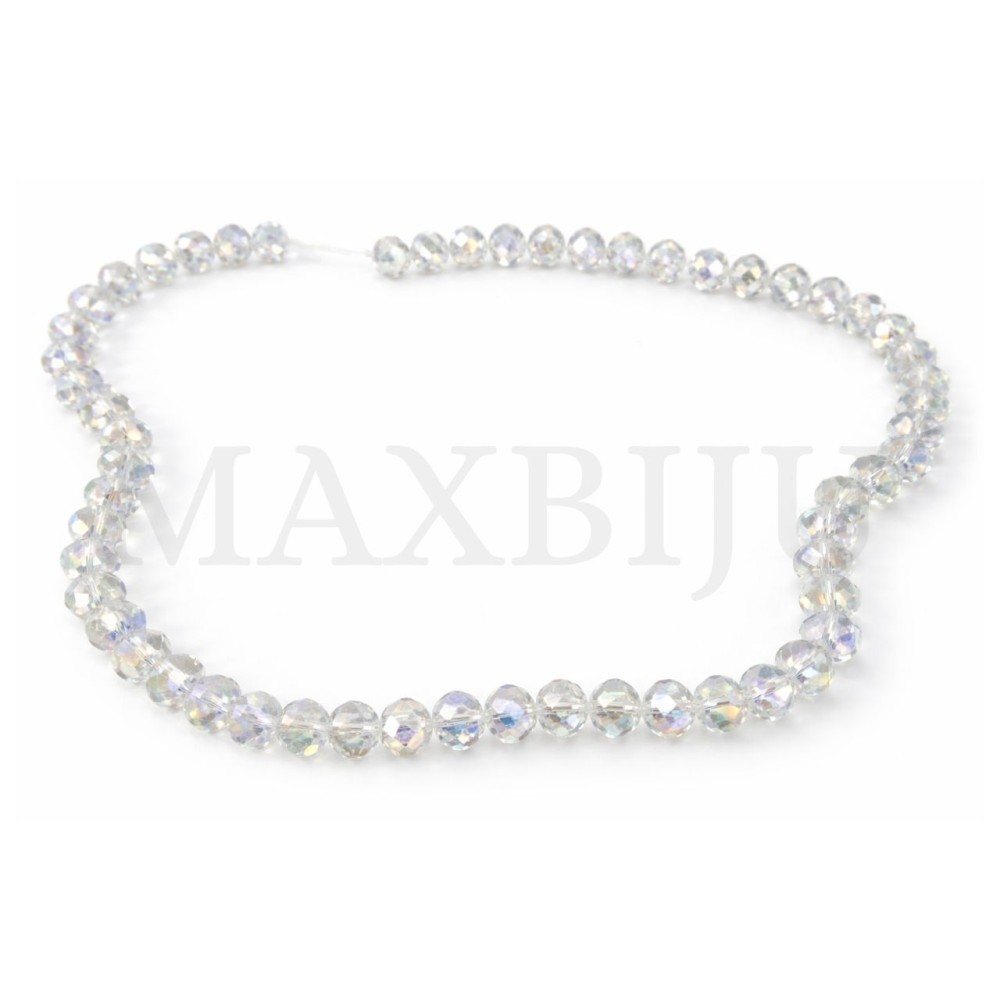 Flat, faceted iridescent glass beads – 4x6mm.
