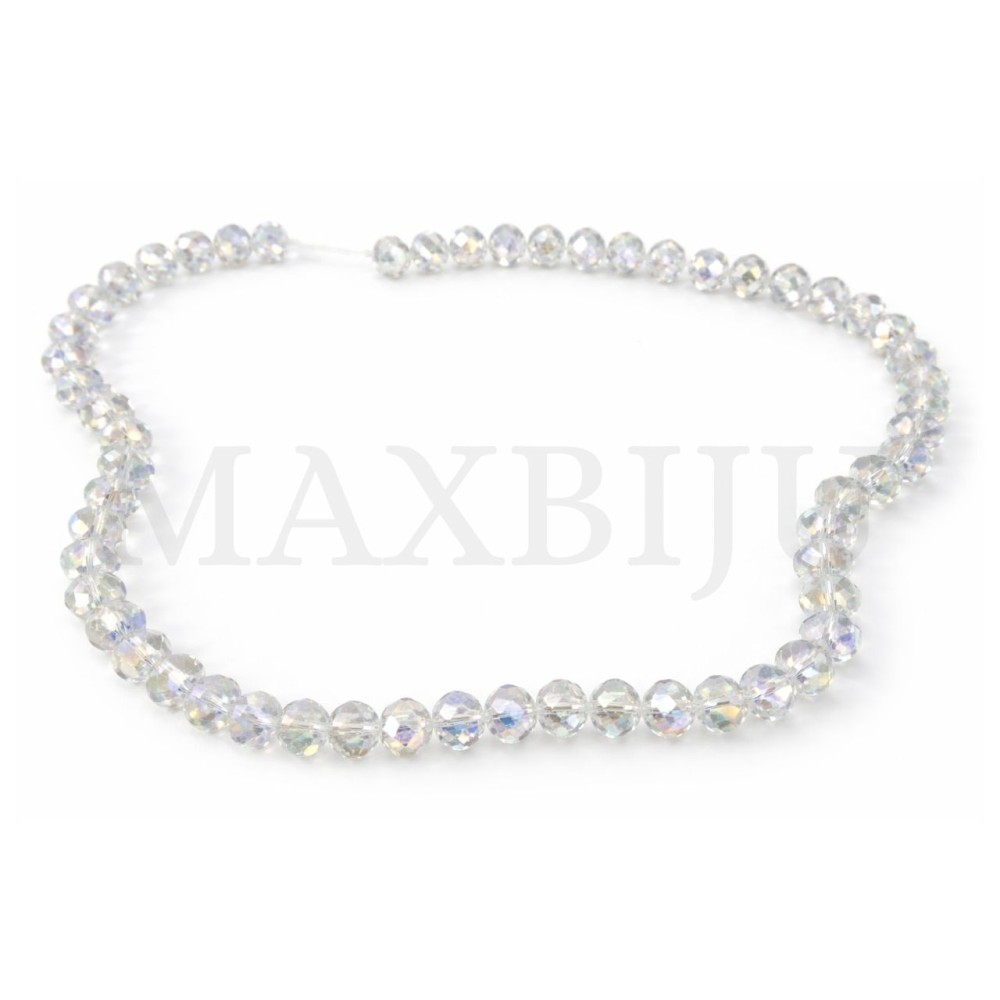 Flat, faceted iridescent glass beads – 3x4mm.