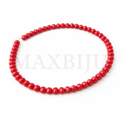 Flat, faceted glass beads – 6x8mm.
