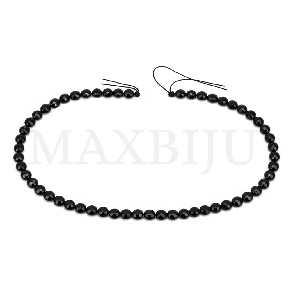 Strands of Faceted Flat Onyx  6mm.